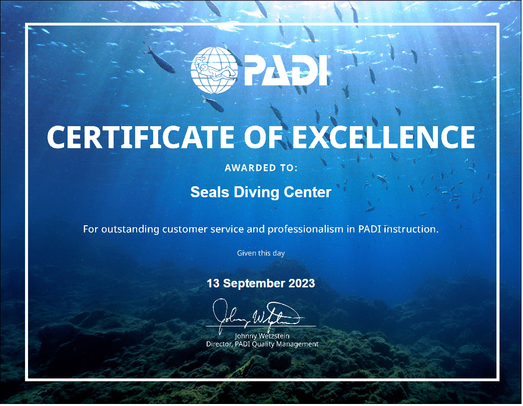 certificate of ex dive center